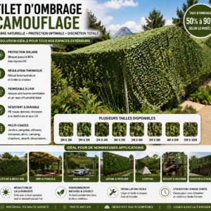 Filet camouflage extérieur multifonction – toile d’ombrage discrète pour véhicule, camping et protection visuelle
