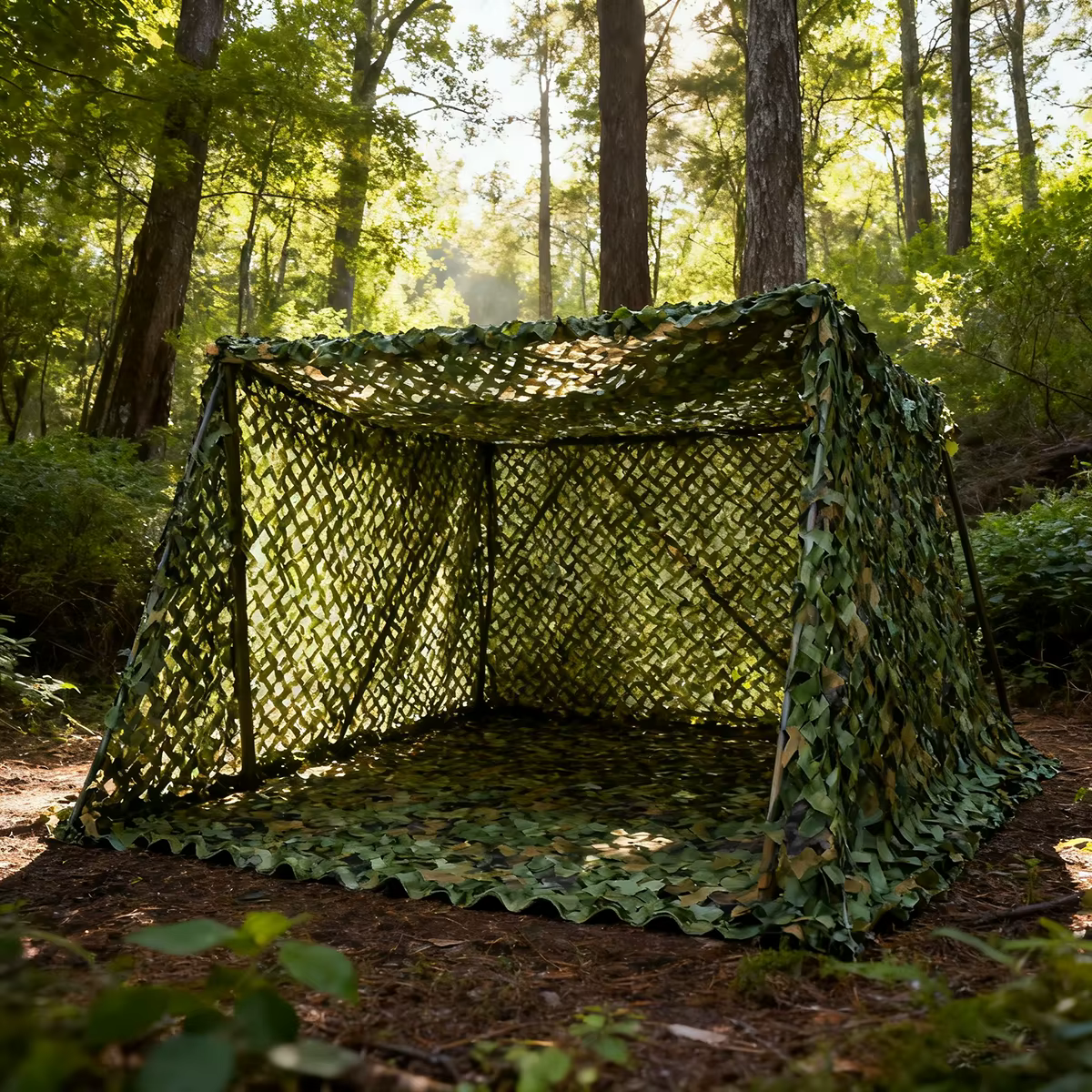 Toile camouflage woodland extérieure – filet d’ombrage et de protection visuelle pour camping, véhicule et abri discret – Image 3