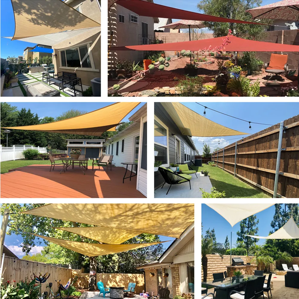 Pare-soleil triangulaire imperméable anti-UV – voile d’ombrage extérieur pour terrasse, jardin et camping – Image 6
