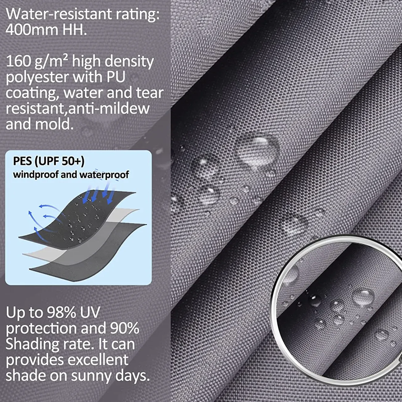 Pare-soleil triangulaire imperméable anti-UV – voile d’ombrage extérieur pour terrasse, jardin et camping – Image 4