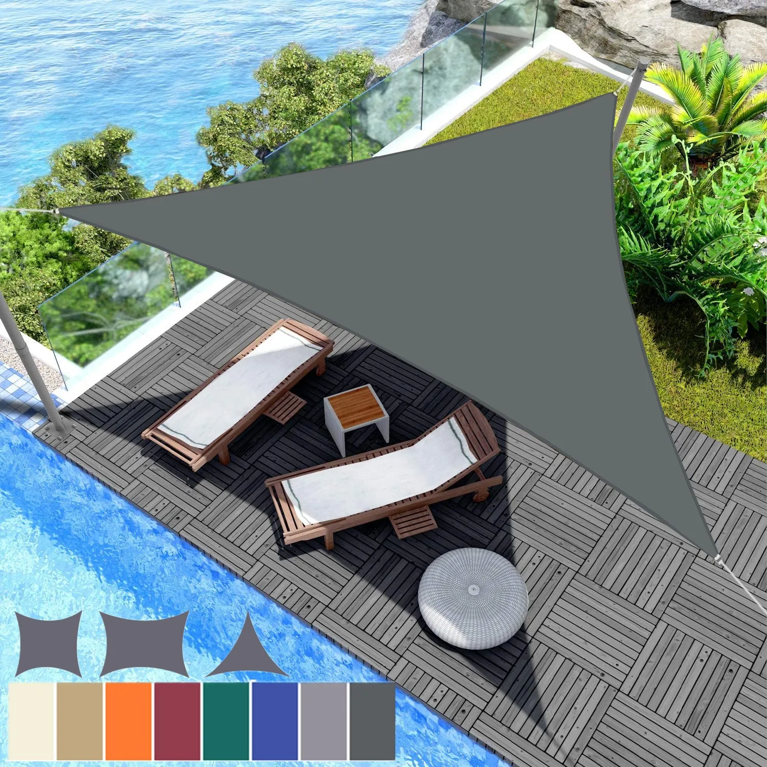 Pare-soleil triangulaire imperméable anti-UV – voile d’ombrage extérieur pour terrasse, jardin et camping – Image 2