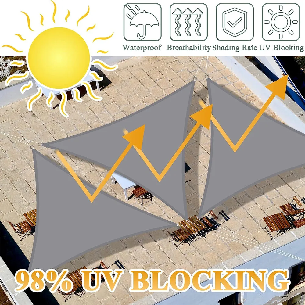 Pare-soleil triangulaire imperméable anti-UV – voile d’ombrage extérieur pour terrasse, jardin et camping – Image 3