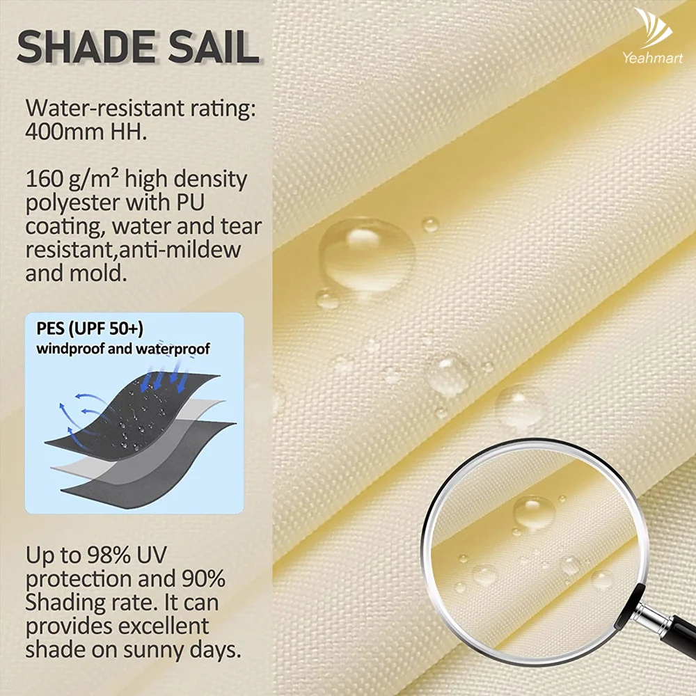 Pare-soleil triangulaire imperméable anti-UV – voile d’ombrage extérieur pour terrasse, jardin et camping – Image 6
