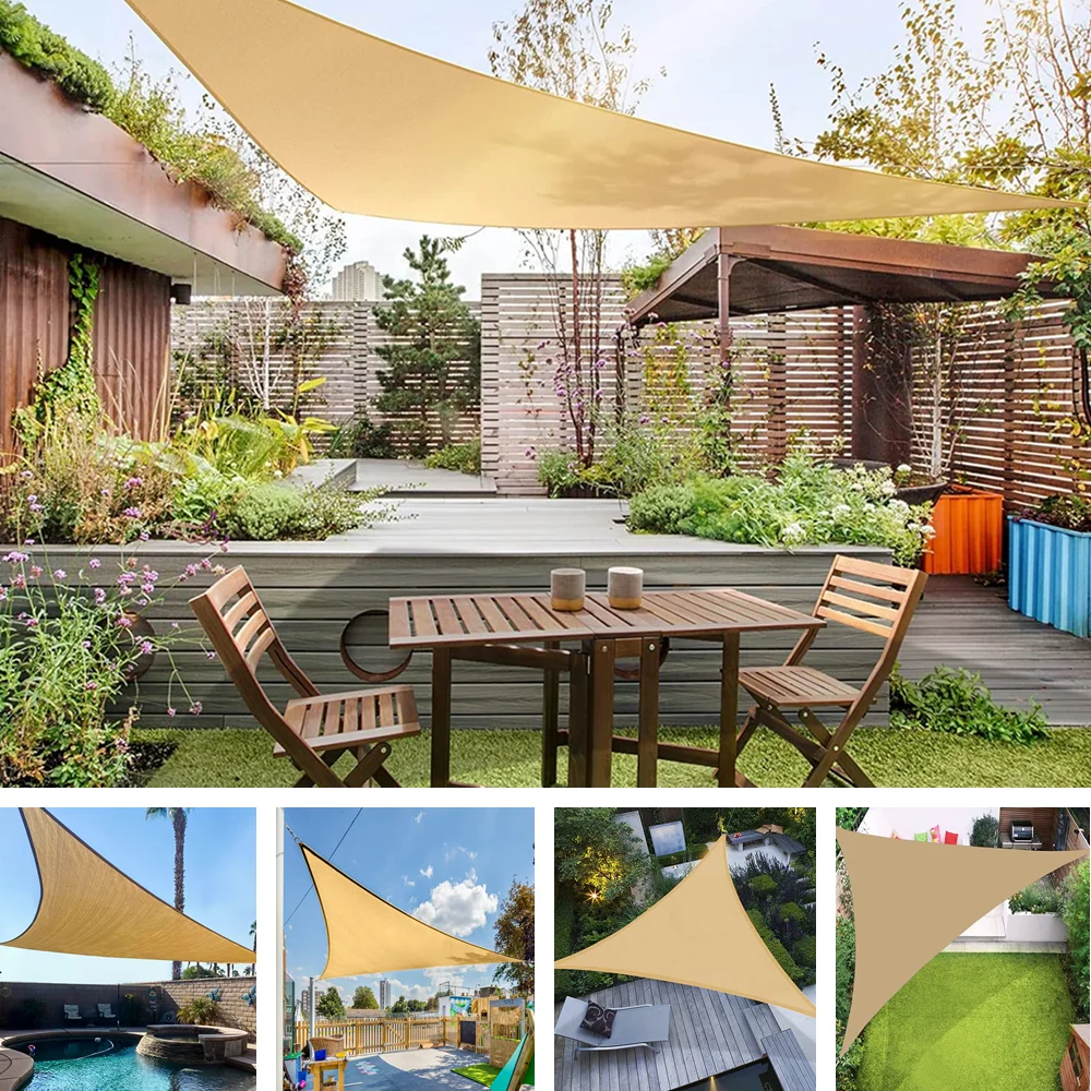 Pare-soleil triangulaire imperméable anti-UV – voile d’ombrage extérieur pour terrasse, jardin et camping – Image 3