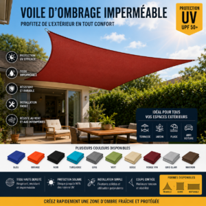 Voile d’Ombrage Multicolore Imperméable – Protection Solaire Haute Performance pour Jardin, Terrasse et Camping