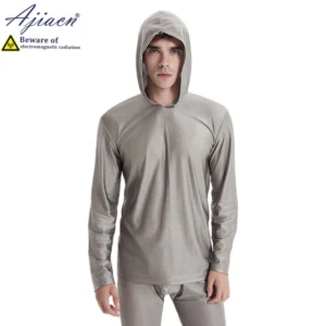 Ensemble Textile Anti-Ondes EMF en Fibres d’Argent – Sous-Vêtements Longs Homme avec capuche